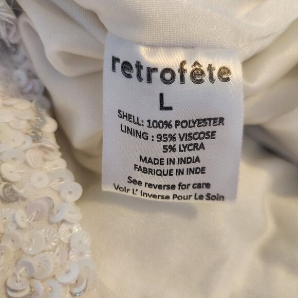 Retrofete Cassandra Dress in White Size Large Strapless Sequin Beaded NWT Bridal - Picture 12 of 13